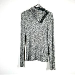 ANTHROPOLOGIE Dolan Snap Shoulder Turtleneck Sweater Space Dye Gray Medium